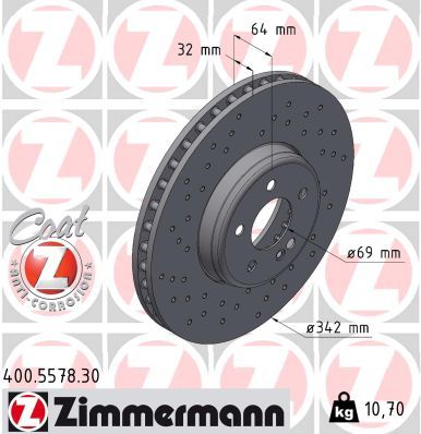 223 421 00 00 ZI BRAKE DISC 2 PIECE FRONT - 5578 # ZIMMERMANN 400.5578.30