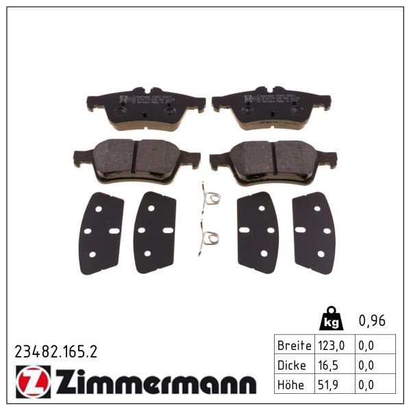 C2P26112 ZI BRAKE PADS REAR XF FROM CH S61361>XKB32753-B47482 ZIMMERMANN 23482.165.2
