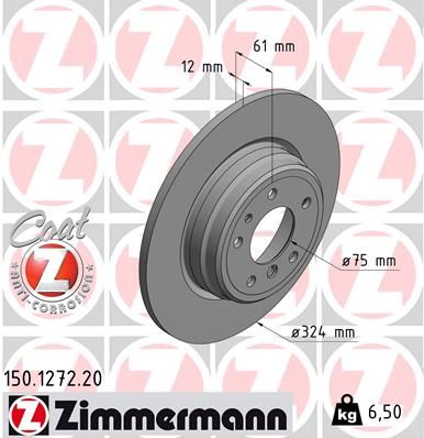 34 21 1 159900 BRAKE DISC REAR  1272   E38 ZIMMERMANN 150.1272.20