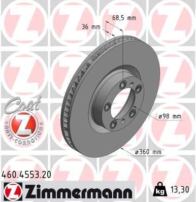 9Y0 615 301A ZI BRAKE DISC LHF - 4553 # ZIMMERMANN 460.4553.20
