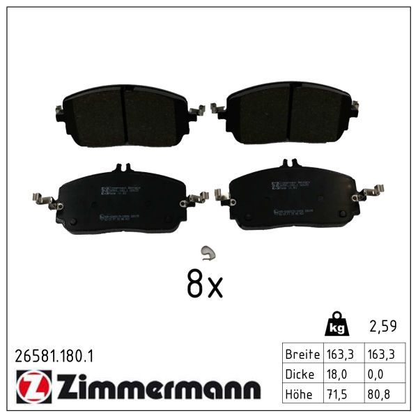 000 420 24 04 ZI BRAKE PADS FRONT GLC NEW 3 ZIMMERMANN 26581.180.1