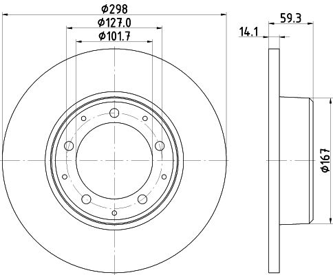LR018026 BRAKE DISC REAR L/R DEF 110/130 +RR1+DISCO1 298mm # HELLA 355.117-271