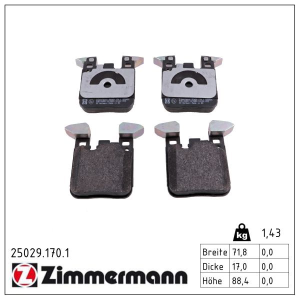 4874.2 ZI BRAKE PADS REAR BMW F30 ZIMMERMANN 25029.170.1