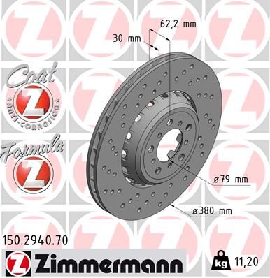 34 11 2 284809 ZI BRAKE DISC LHF 380mm M4BMWF82 - 2940 # ZIMMERMANN 150.2940.70
