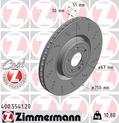 247 421 08 12 ZI BRAKE DISC FRONT W AMG - 5541 ZIMMERMANN 400.5541.20