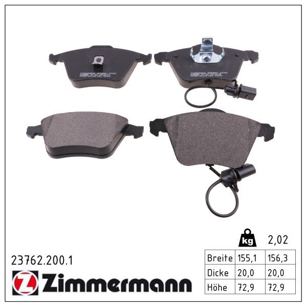 7166.2 FRONT PADS AUDI/VW ZIMMERMANN 23762.200.1