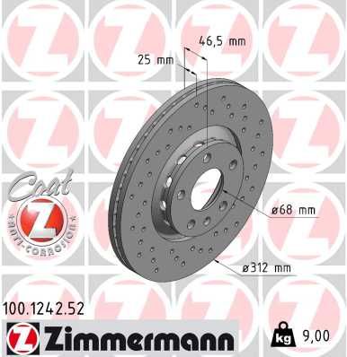 8D0 615 301J ZIMMERMANN BRAKE DISC 'Z' SPORTS 100.1242.52