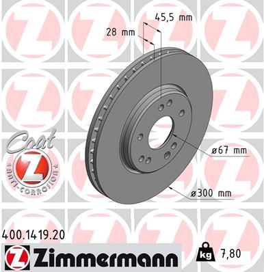 129 421 10 12 ZI BRAKE DISC FRONT MERCEDES-BENZ | 190 - 1419 ZIMMERMANN 400.1419.20