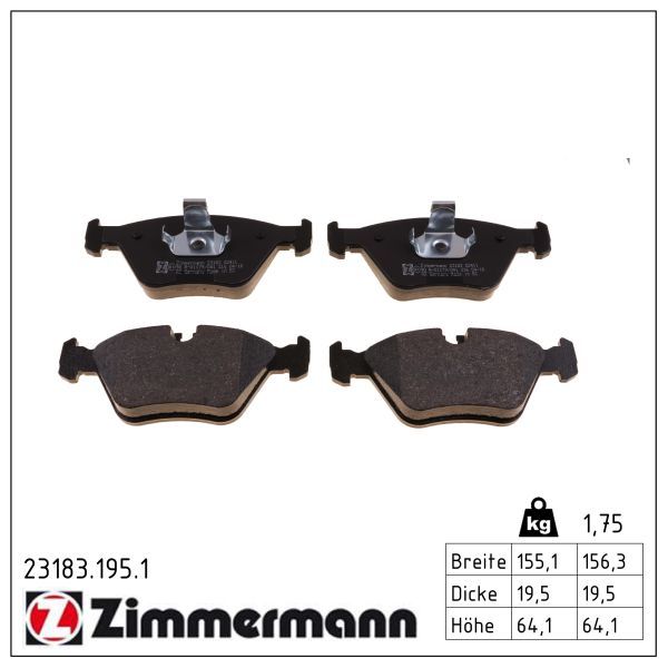7155.2 BH BRAKE PADS FRONT 330 X3/E46/E83 BOSCH 0 986 424 767