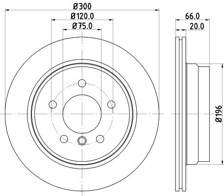 34 21 6 764653 BRAKE DISC REAR 300MM E87/E90/X1 - 3437 HELLA 355.117-831