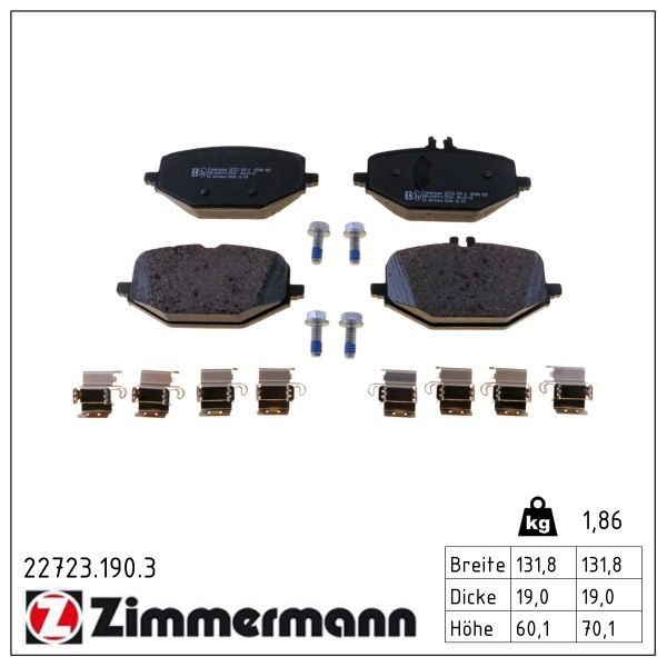 22723.190.3 ZI BRAKE PADS ZIMMERMANN 22723.190.3