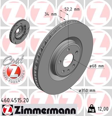 460.4515.20 BRAKE DISC RHF SEMI-SLOTTED MACAN - 4515 ZIMMERMANN