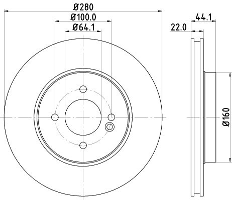 34 11 6 774985 BRAKE DISC FRONT 280MM MINI 3444 # HELLA 355.113-751