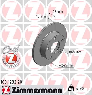 8D0 615 601APD CROSS DRILLED SPORT BRAKE DISC REAR COAT Z ZIMMERMANN 100.1232.52
