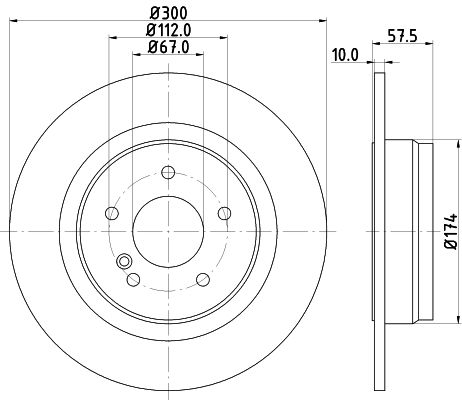204 423 06 12 BRAKE DISC REAR 300MM - 3656 HELLA 355.114-211