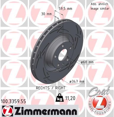 4G0 615 301N ZI BRAKE DISC FRONT/REAR - 3359 # ZIMMERMANN 100.3359.20