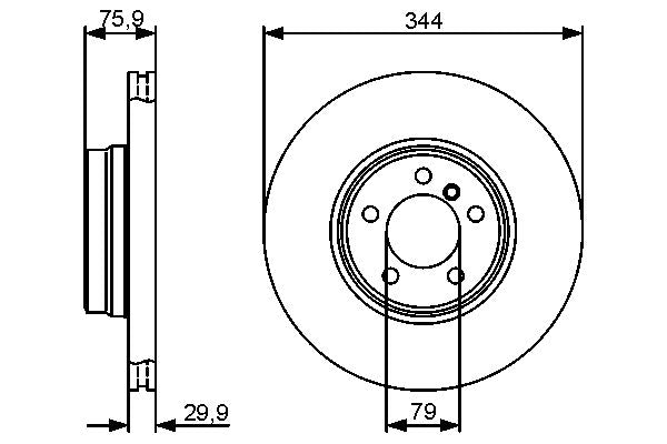 SDB000201 BRAKE DISC FRONT R/R >6A BOSCH