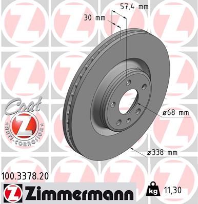 80A 615 301F ZI BRAKE DISC FRONT - 3378*# ZIMMERMANN 100.3378.20