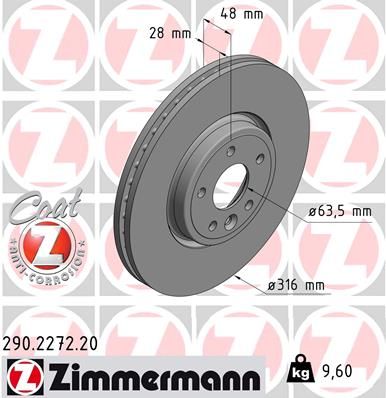T4N1799 ZI BRAKE DISC FRONT 316mm  2272 ZIMMERMANN 290.2272.20