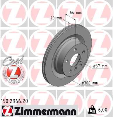 34 20 6 877213 ZI BRAKE DISCS REAR - 2966 # ZIMMERMANN 150.2966.20