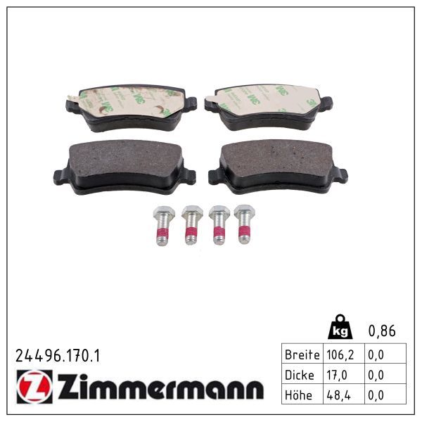 2736.2 ZIMMERMANN BRAKE PADS REAR V60/XC70 /RR EV/FREE 2 #