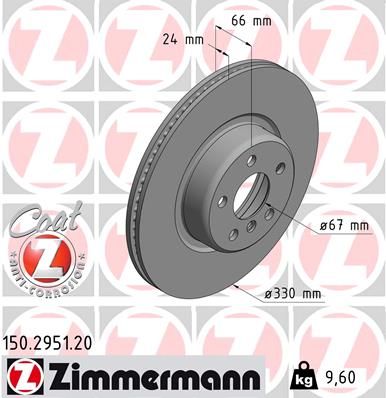 34 11 6 860907 ZI BRAKE DISC FRONT 330MM F90/G30 ON - 2951 # ZIMMERMANN 150.2951.20