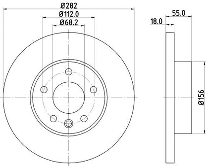 701 615 301G BRAKE DISC FRONT SOLID 96>> 3211 HELLA 355.127-321