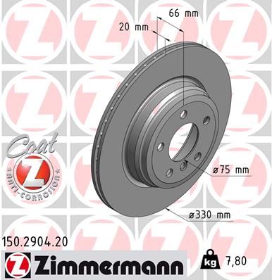 34 21 6 792233 ZI BRAKE DISC REAR Ø 330mm  F30 335i - 2904 ZIMMERMANN 150.2904.20