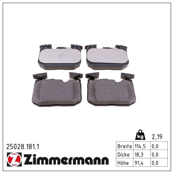 34 11 2 284765 ZI BRAKE PADS # ZIMMERMANN 25028.181.1