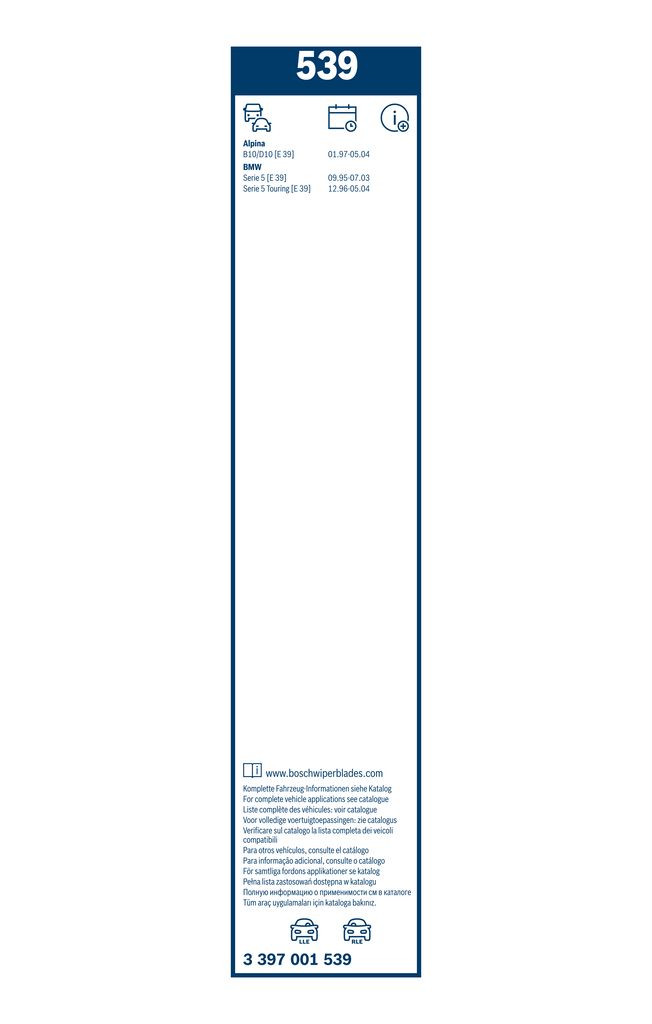116 334 WIPER BLADE 550MM E39 BMW 539 # BOSCH 3 397 001 539
