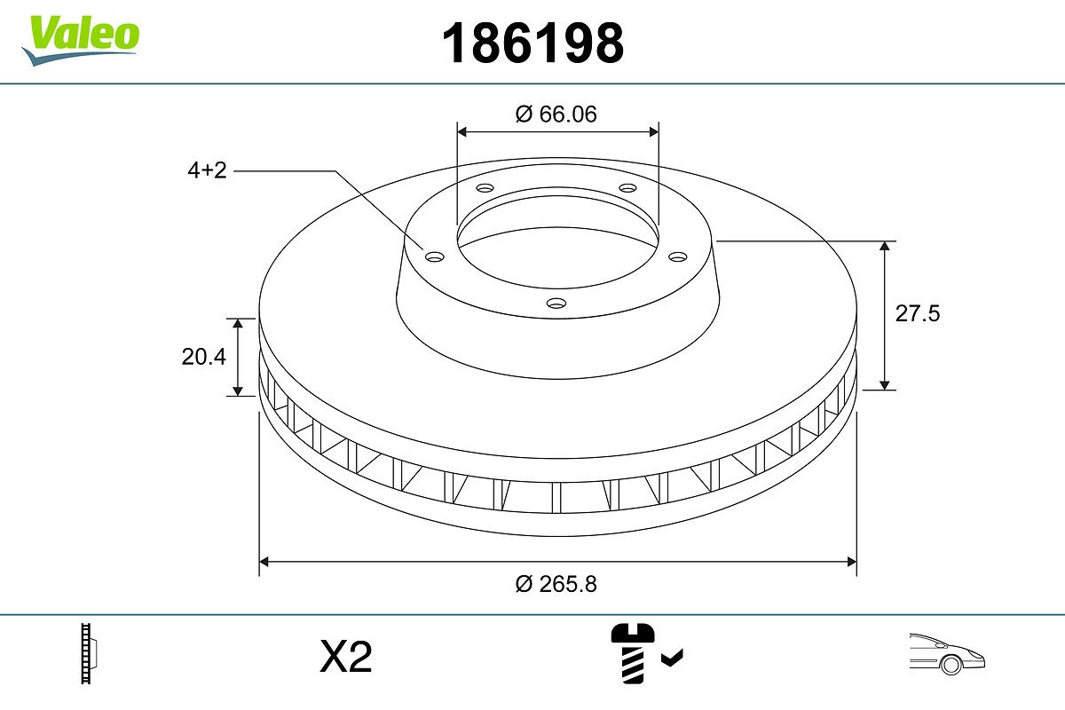 180.2018.20 VA BRAKE DISC FRONT 405/306 VALEO 186198