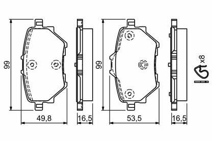 3871.2 BH BRAKE PADS REAR PEUGEOT 308 # BOSCH 0 986 494 716