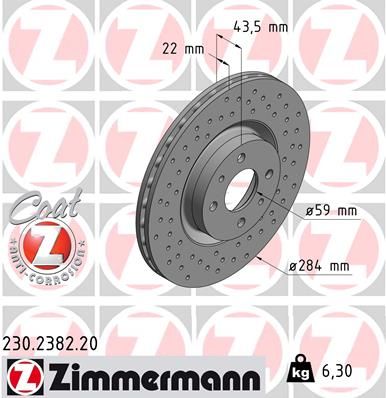 51938383 ZI BRAKE DISC FRONT ABARTH - 2382 # ZIMMERMANN 230.2382.20