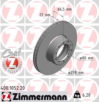 116 420 02 05 ZI BRAKE DISC MERC OLD  1052 ZIMMERMANN 400.1052.20