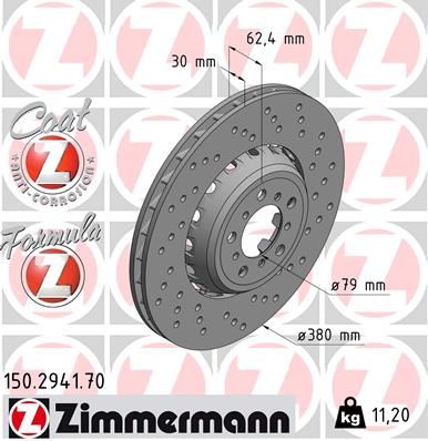 34 11 2 284810 ZI BRAKE DISC RHF 380mm M4BMWF82 - 2941 # ZIMMERMANN 150.2941.70