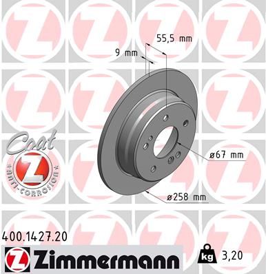 202 423 00 12 BRAKE DISC REAR 6/5 HOLE - 1427 ZIMMERMANN 355.102-991