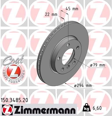 34 11 9 811537 ZI BRAKE DISC FRONT MINI 294MM - 3485 ZIMMERMANN 150.3485.20