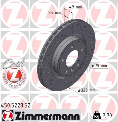 LR084067 ZI BRAKE DISC REAR  R/R LATE 14  5228 # ZIMMERMANN 450.5228.20