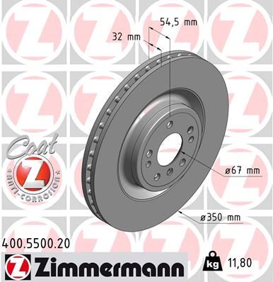 166 421 07 12 ZI BRAKE DISC FRONT W166 350/400 350MM - 5500 # ZIMMERMANN 400.5500.20