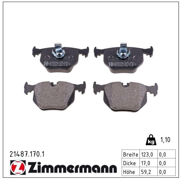 7079.2 ZI BRAKE PADS REAR BMW LAND ROVER ZIMMERMANN 21487.170.1