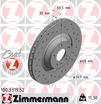 4F0 615 301G BRAKE DISC FRONT 347MM X 30  3319 ZIMMERMANN 100.3319.20