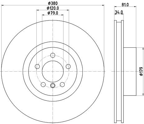 LR031845 BRAKE DISC FRONT Ø 380MM RR L322 HELLA 355.122-571