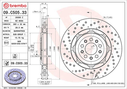 50543093 BRAKE DISC ALFA # 09.C505.33