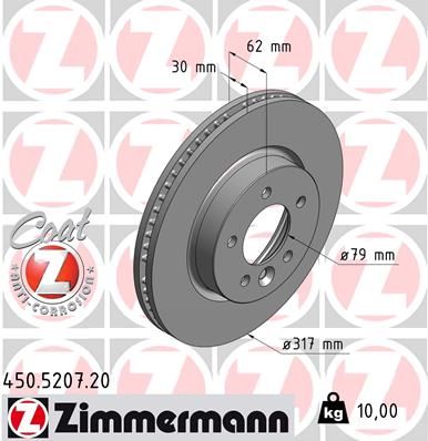 SDB000604 ZI BRAKE DISC FRONT L3/L4/RRS TDV6 5207 ZIMMERMANN 450.5207.20