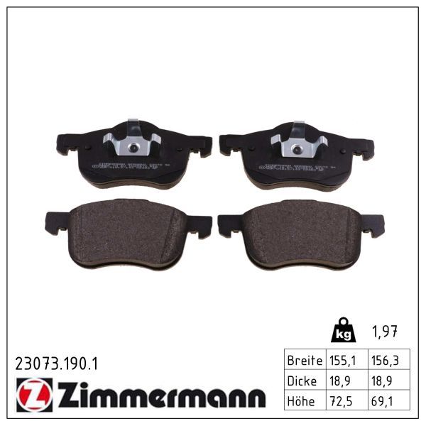 7145.2 ZI BRAKE PADS FRONT VOLVO S80 BORG 23073.190.1