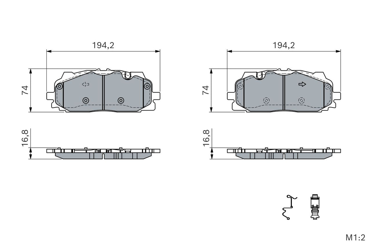 25861.170.2 BH BRAKE PADS FRONT # BOSCH 0 986 424 429