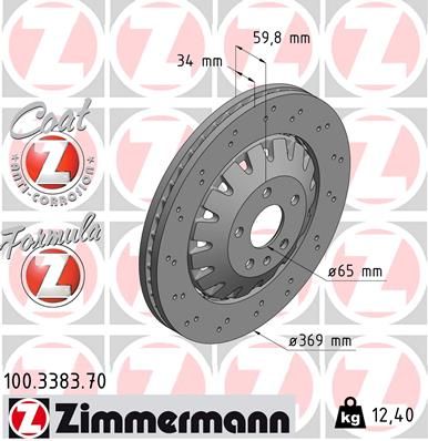 8V0 615 301C ZI BRAKE DISC FRONT WAVE RS3 SPORT - 3383 # ZIMMERMANN 100.3383.70