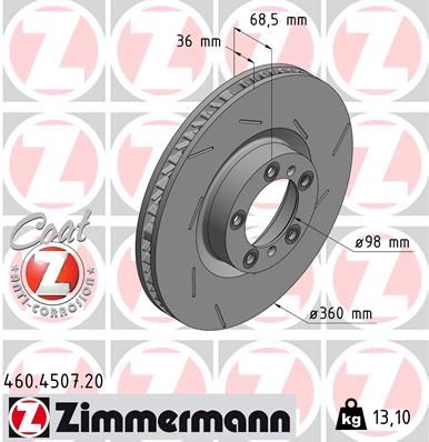 971 615 302L ZI BRAKE DISC RHF PORSCHE 971 - 4507 # ZIMMERMANN 460.4507.20
