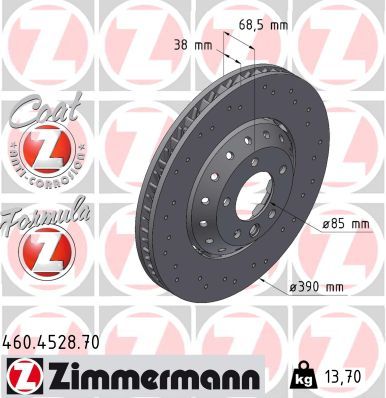 95835140350 ZI BRAKE DISC LHF CAYENNE FORMULA Z - 4528 # ZIMMERMANN 460.4528.75